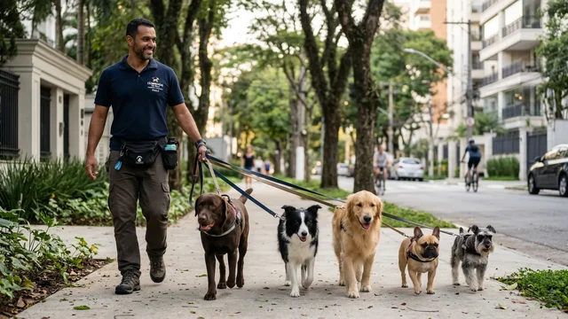 Atuar como dog walker exige mais do que gostar de animais: a fun&ccedil;&atilde;o pede preparo t&eacute;cnico, leitura de comportamento, preven&ccedil;&atilde;o de riscos e no&ccedil;&otilde;es de primeiros socorros.